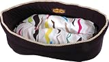 Classic Chalet Round bed, print pattern with black interior. Size 16.5 x 12.5