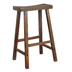 Walnut Saddle Seat Wooden Bar Stool, 17.5 long X 9 wide X 23.75 high by SmartBargains