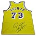 Dennis Rodman Signed Authentic Nike Lakers Jersey --Gold
