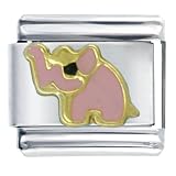 Elephant Pink Animal Italian Charms Bracelet Link