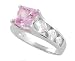 Sterling Silver Square Cut Ring with CZ Accents