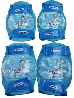 Kid'S Outdoor Sports Riding Bike Safety Helmet With 2 Elbow&amp;Knee Pads Abs Cycling Helmet With Led Blue