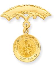 14k Our Lady of Mount Carmel Medal Pin