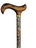 Walking Cane-Fall Harvest-This walking stick cane has an elegant floral print on maple wood shaft with scorched derby handle. This wooden cane has a weight capacity of 250 pounds and 36 inches long.