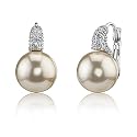Romantic Dream: Sterling Silver Bridal Style White Pearl CZ Diamonds Drop Earrings