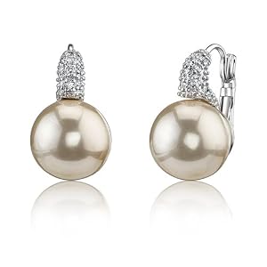 Romantic Dream: Sterling Silver Bridal Style White Pearl CZ Diamonds Drop Earrings