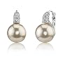 Romantic Dream: Sterling Silver Bridal Style White Pearl CZ Diamonds Drop Earrings