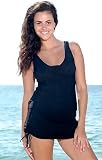 BEACH BELLE® BLACK V NECK TANKINI TOP – WOMEN’S SWIMSUIT PLUS SIZE SWIMSUIT