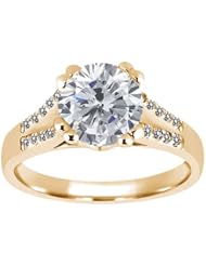 1.20 Ct Round H/I Diamond White Sapphire 18K Yellow Gold Ring
