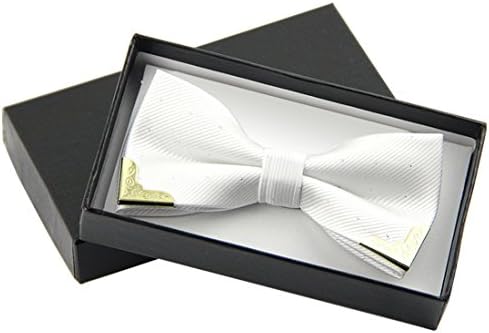 Fashion bow tie polyester butterfly one size adjustable wedding (White)