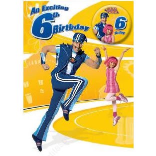 Lazy Town Birthday Card - Age 6 Size 5 x 7" with badge