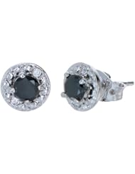 4 CT Black Diamond Stud Earrings in Sterling Silver