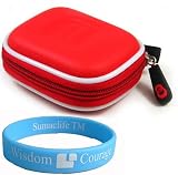 41AKqrH5ICL. SL160  Red Ultra Slim Hard Shell Bluetooth Carrying Case for Motorola Bluetooth H9 HS850 HS805 H800 H710 H700 H670 H550 H500 H385 H375 H350 H3 bluetooth case + Courage*Wisdom Wristband