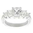 Silvertone Princess-cut Cubic Zirconia Ring