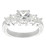 Tressa Silvertone Princess-cut Cubic Zirconia Ring