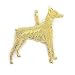 Doberman Pinscher Dog Charm Diamond-Cut 14k Gold 18mm