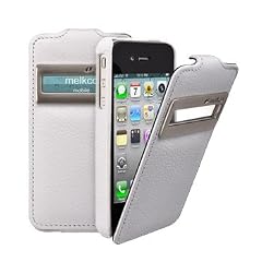 MELKCO Ledertasche / Flip Case / Auflklappbar f�r Apple iPhone 4 und 4S - HD Wei� mit Sichtfenster