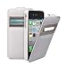 MELKCO Ledertasche / Flip Case / Auflklappbar f�r Apple iPhone 4 und 4S - HD Wei� mit Sichtfenster