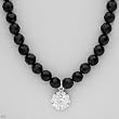 Necklace With Crystals and Simulated gems White Enamel and 925 Sterling silver. Total item weight 40.1g