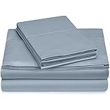 Pinzon Hemstitch 400-Thread-Count Egyptian Cotton Sateen Sheet Set - King, Smokey Blue