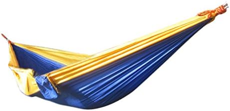 WantDo Outdoors Double Hammock Lightweight Indoor and Outdoor Nylon Parachute Hammocks for Camping, Backpacking & Travel.Multifunctional Durable Stronger(BlueYellow16)