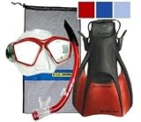 U.S. Divers Icon Mask, SeaBreeze Snorkel, Trek Travel Fins & Mesh Bag