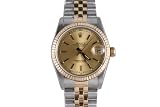 Rolex Midsize 2 Tone Datejust With Champagne Stick Marker Dial