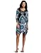 Tiana B Women's Embelished Scarf Print Dress, Blue/Black, X-Large