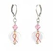 Earrings - E182 - Breast Cancer Awareness Pink Ribbon with Swarovski (tm) Crystal Beads on Leverbacks