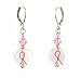 Earrings - E182 - Breast Cancer Awareness Pink Ribbon with Swarovski (tm) Crystal Beads on Leverbacks