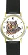 Grizzly Bear or Brown Bear Animal - WATCHBUDDY&reg; DELUXE TWO-TONE THEME WATCH - Arabic Numbers - Black Leather Strap-Size-Large ( Men's Size or Jumbo Women's Size )