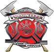4 Volunteer Firefighter Red Maltese Cross Decal with Axes REFLECTIVE