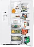 GE GSF25KGWWW 25.4 cu. ft. Side by Side Refrigerator with 3 Glass Shelves, Gallon Door Storage, Freshness Center and External Water/Ice Dispenser & Temperature Controls: White