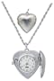 Avalon Women's Silvertone Heart Covered Pendant Watch with 28" Neck Chain # 2334