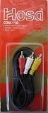 Hosa 10' Audio/Visual Camcorder Cable, 4 Conductor Right Angle 3.5mm Mini Male to 3 RCA Male Connectors, Video + Left/Right Audio