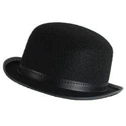 New Black Felt Bowler Derby Hat Costume Dance Plays Medium Made in USA