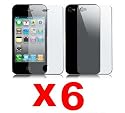 6 Front & Back Protector Sets for Apple iPhone 4 LCD Touch Screen (12 Protectors Total - 6 Front / 6 Back)