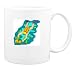 Mug with broken, vase, water, ocean, diver, fish