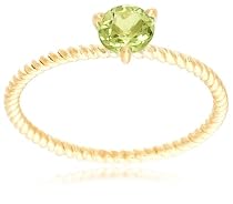 10k Yellow Gold 5mm Peridot Rope Design Solitaire Ring
