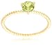 10k Yellow Gold 5mm Peridot Rope Design Solitaire Ring