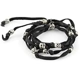 M.Cohen Black Leather Wrap Bracelet With Sterl