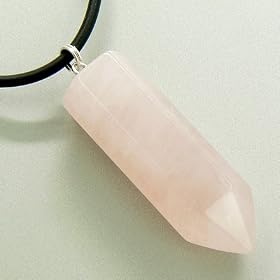 Lucky Crystal Point Love Rose Quartz 925 Silver Pendant Necklace