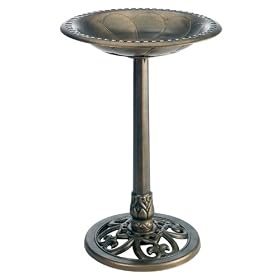 Rainbow Gardman Pedestal Bird Bath Ant. Bronze by Rainbow Gardman