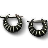 Pair of Black Water Buffalo Horn with Bone Dust Inlay Stirrups - BY51: 18g