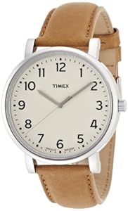 Timex T2P223 Classic White and Tan Leather Strap Watch