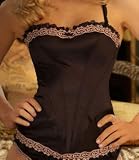Felina Womens Tricia Satin Bustier With Lace Trim