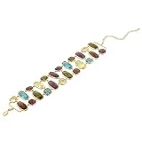 14k Gold Bonded Fashion Bracelet with Assorted Cubic Zirconia with Lobster Clasp in Goldtone - Lead Free Alloy, 7 Inch with 3 Inch Extender