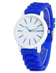 2013newestseller Blue Fashion Women Geneva Silicone Rubber Jelly Gel Quartz Analog Sports Wrist Watch