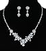 Vintage Crystal Beaded Sparkling Wedding Bridal Jewellery Floral Earrings Necklace Set with PreciousBags Dust Bag