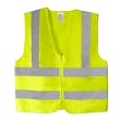 Neiko High Visibility Neon Green Zipper Front Safety Vest with Reflective Strips - Meets ANSI/ISEA Standards, Size Large